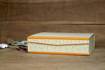 Preview: Light and dust-proof storage, yellow box with scattered flower pattern